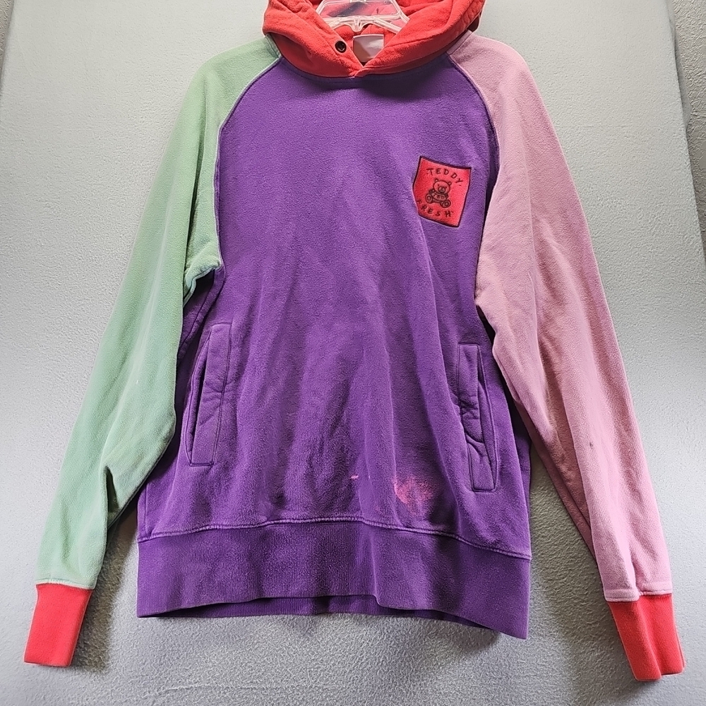 Teddy Fresh Purple and Pink Hoodie with Bear Logo Size M
